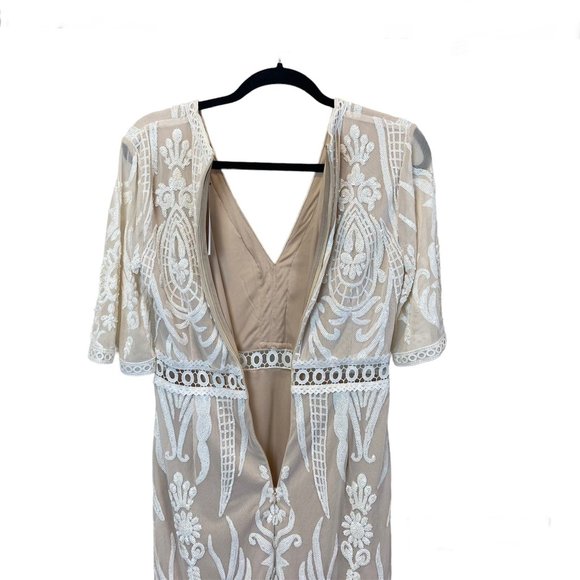 Endless Rose Beaded Brocade Dress Womens Size S White Sequin Nude lining - Picture 7 of 15